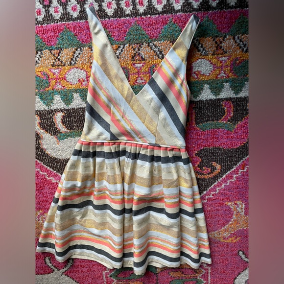 J. CREW Metallic Striped Dress Sz 0 - Picture 6 of 9